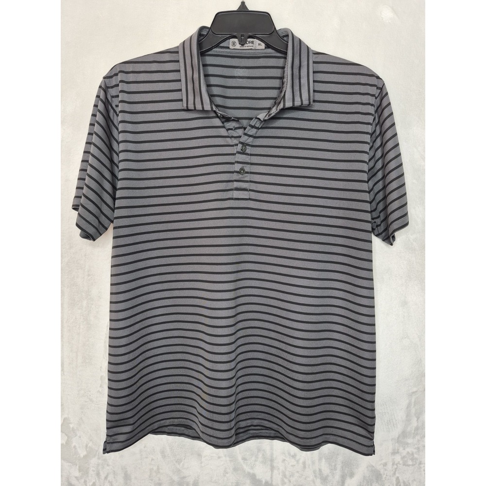 G/FORE Striped Performance Golf Polo Shirt Mens XL Grey Black Logo